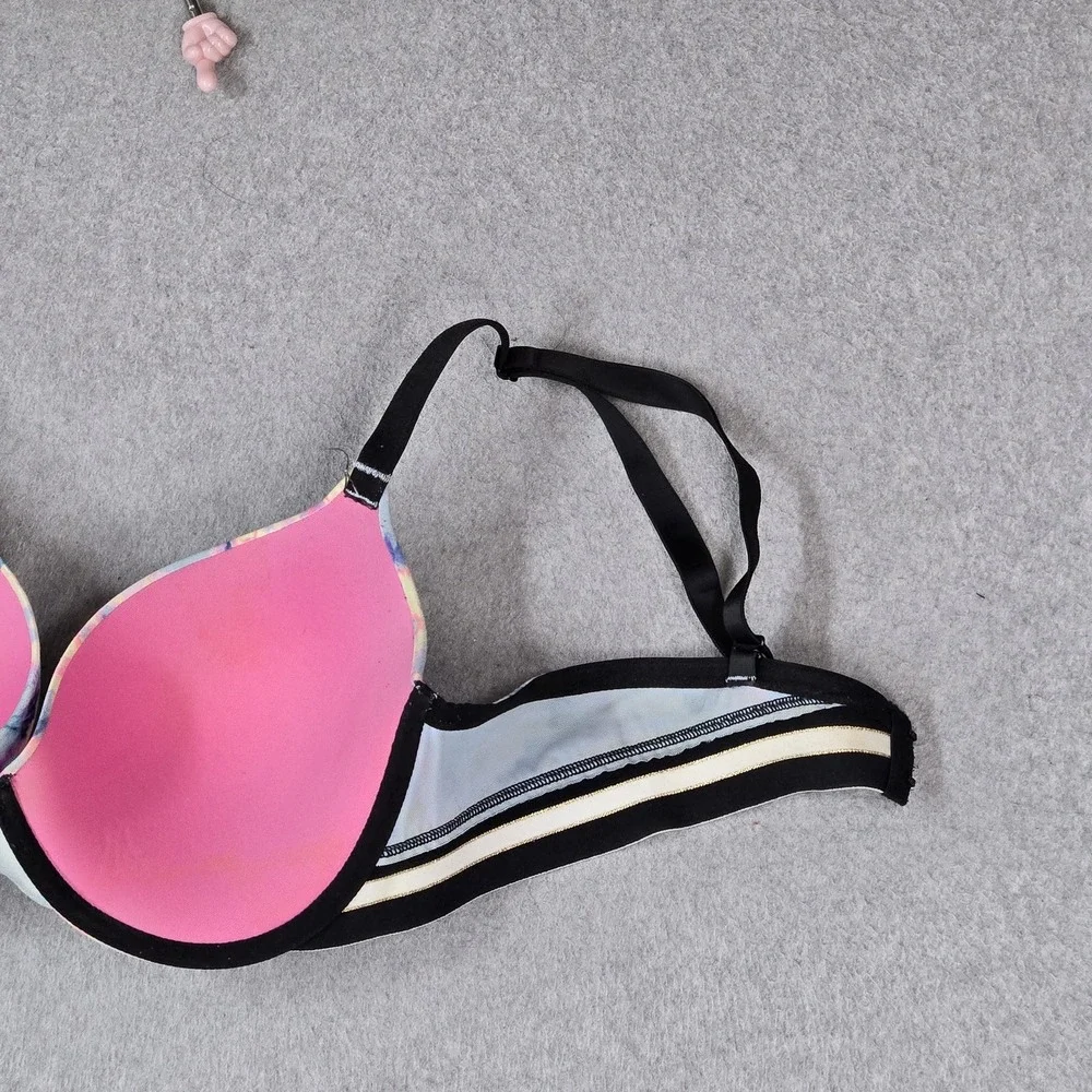 PINK Victoria's Secret Women Bra 36D Blue Tie Dye Wear Everywhere Push Up